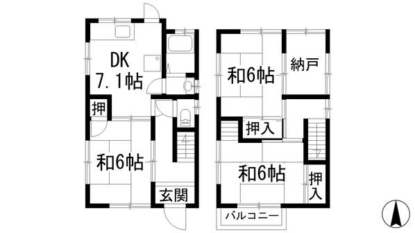 東畦野5丁目貸家の物件間取画像